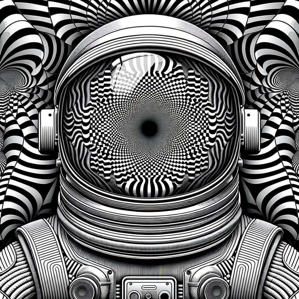an astronaut, digital art, op art